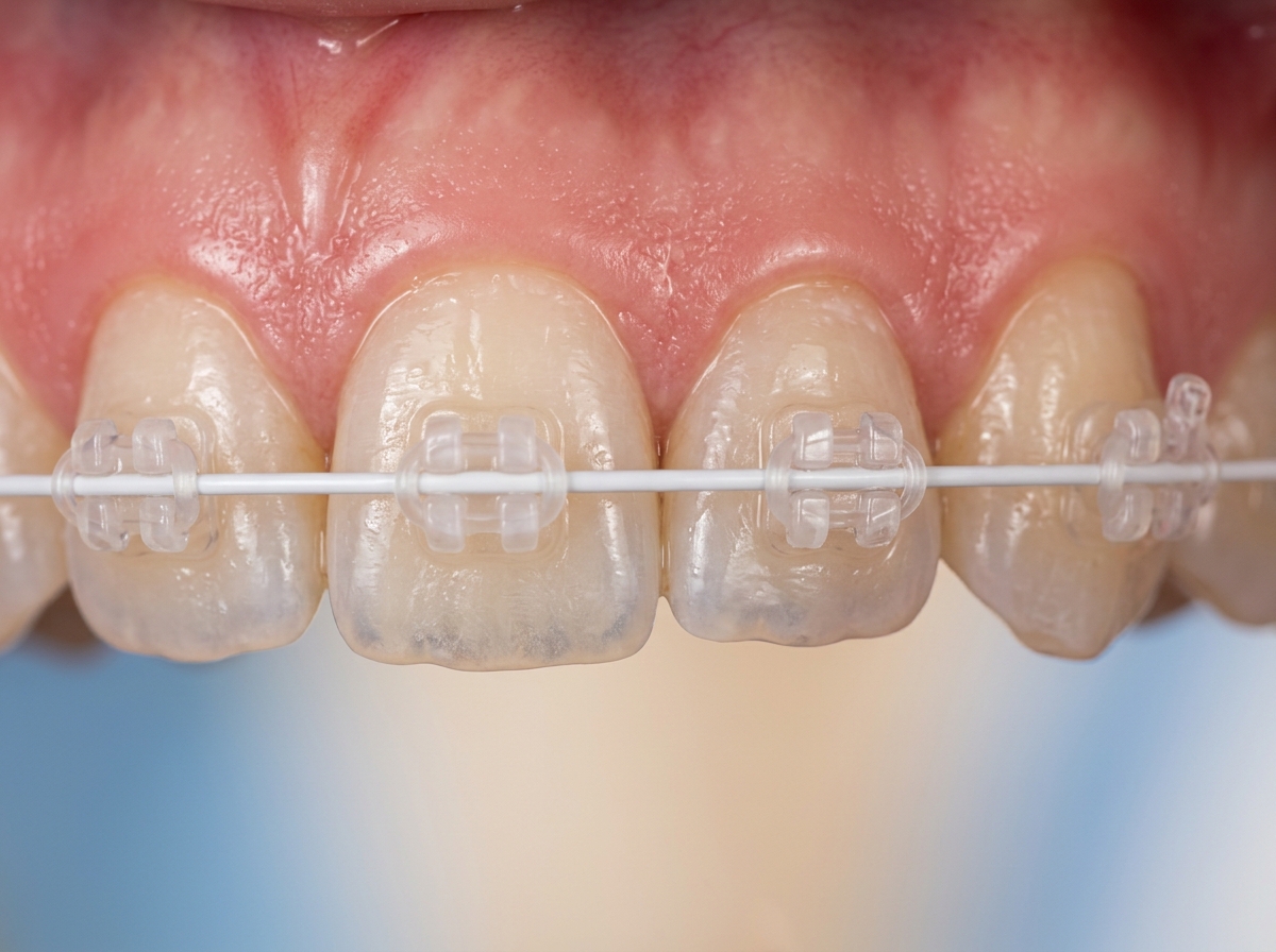 Orthodontic braces treatment illustration